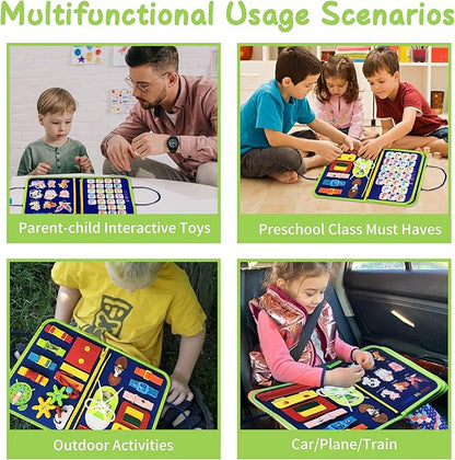 TenFans Busy Board - Montessori Toys for 3 4 5 Years Old - Sensory Toys for Autism - Toddler Toys Gift for Boys & Girls Learning Fine Motor Skills