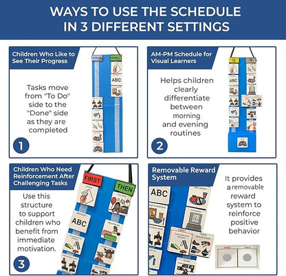 Visual Schedule for Kids – 133 Durable Plastic Picture Cards with Soft Loop Coins | Daily Routine & Chore Reward Chart for Home, School, Autism, ADHD & Special Needs Behavior Support