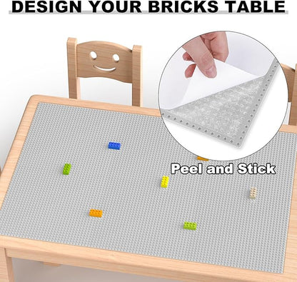 Classic Baseplates, Peel and Stick Base Plates for Building Bricks, Compatible with Major Brands, Self-Adhersive Base for Bricks 10" x 10", 6 Pack Grey…