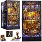 Book Nook Kit Pirate Ship Aden, DIY Miniature Book Nook Kits for Adults, 3D Wooden Puzzle Bookshelf Insert Decor with Sensor LED Lights, for Men Teens Family