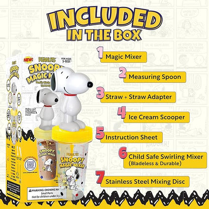 Peanuts Snoopy Magic Mixer – STEM.org Authenticated Educational Drink Mixer for Kids | Safe No-Blade Hands-On STEM Toy for Shakes, Science Experiments and More | Montessori Learning Ages 3+