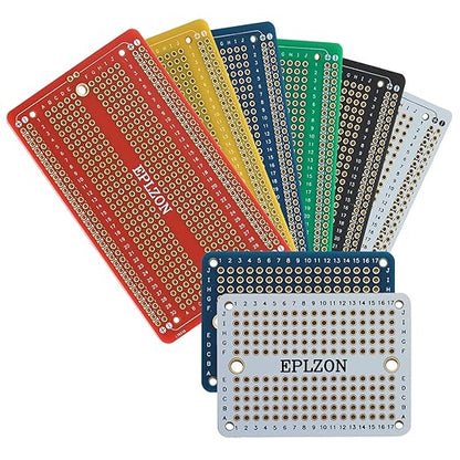 Solderable Breadboard PCB Board Gold-Plated Solder Breadboard for DIY Electronics Projects Apply to Arduino Soldering Projects 3.5"x2.05" & 2.0"x1.5"(Pack of 6 + 2 Mini Board,Multicolor)