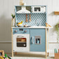Tiny Land Play Kitchen for Kids, Wooden Kids Play Kitchen Playset Chef Pretend Play Set for Toddlers with Real Lights & Sounds, Toys Kitchen with 18 Pcs Toy Food & Cookware Accessories