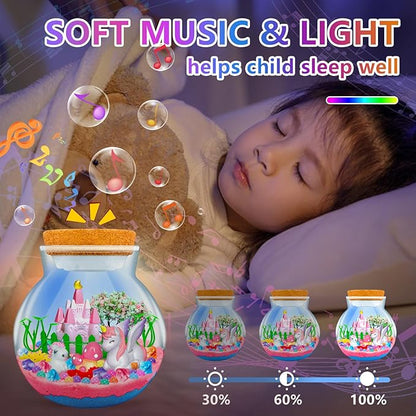Uni-Corn Terrarium Kit with Music Boxes, Uni-Corn Toys for Girls Ages 4 5 6 7 8 9 10 11 12 Years Old, Arts and Crafts for Kids with Music LED Lights Up & Remote Control