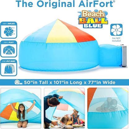 The Original Patented AirFort - Build A Fort in 30 Seconds, Inflatable Fort for Kids, Play Tent for 3-14 Years, A Playhouse Where Imagination Runs Wild, Fan not Included (Beach Ball Blue)