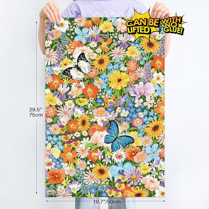 MOMIBOOK 1000 Piece Puzzle for Adults Jigsaw Puzzles of Drifting Flowers Butterfly Shadows, Painting Image Difficult Challenging Hard Impossible Puzzle Unique Funny Party Christmas Birthday Gifts