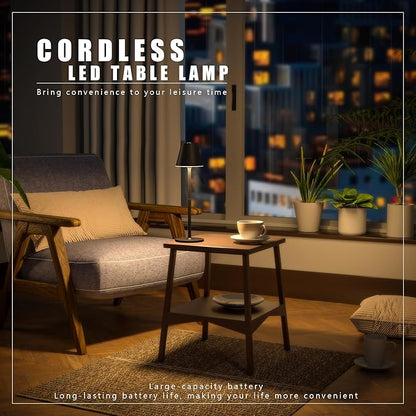 Modern LED Cordless Table Lamp, 4000mAh Rechargeable Battery, 3 Level Brightness Night Light, Metal Shell, Minimalist Design, for Couples Dinner/Coffee Table/Restaurant/Bedroom, Khaki
