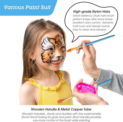 Fainne 68 Pcs Face Paint Stencils Kit, 48 Reusable Facial Painting Stencils with 10 Stickers 10 Painting Brushes Plastic Tattoo Templates for Halloween Party Makeup DIY Drawing Art (Animal Style)
