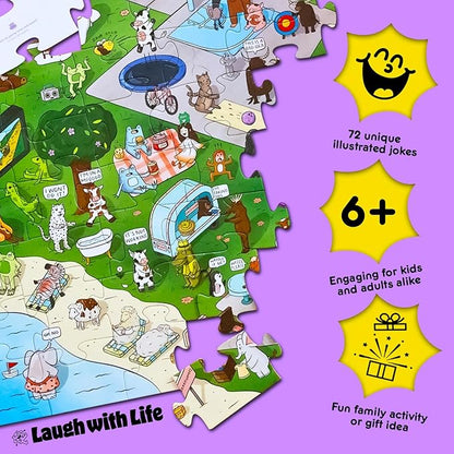 Animal Joke Puzzle – 72pcs Animal-Themed Kids Jigsaw Puzzle for Adults, Festive Extra Large Floor Puzzles for Kids Ages 5+, Fun Adult Puzzles & Toddler Educational Toys (24" x 36")