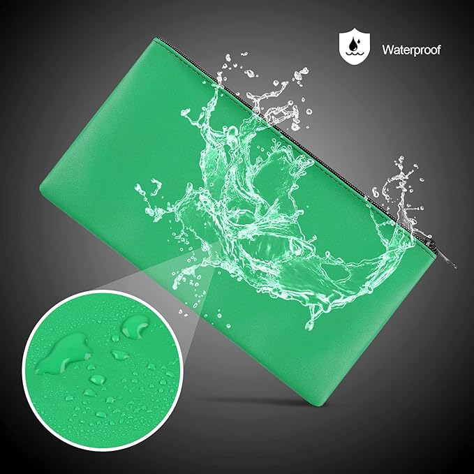 2 Pieces Money Bags With Zipper , 11x6.1 inch Money Pouch, Bank Bag, Cash Bag , Check Wallet, Cosmetics(Green)