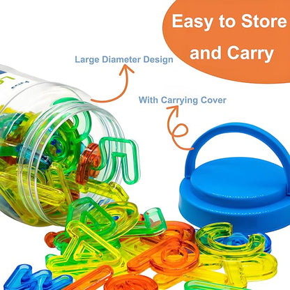 Light Table Toys 66 Pcs Translucent Capital and Lowercase Letters and Numbers,Light Table Manipulatives and Accessories for Kids