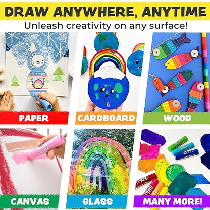 Kwik Stix Solid Tempera Paint Sticks, 24 Colors, Washable Paint Sticks for Kids, Non-Toxic, Quick Drying, Allergen Free, Comes in Classic, Metallic, & Neon Colors, Ideal for Kids and Toddlers