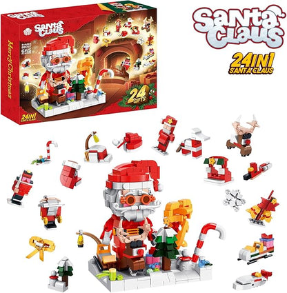 Santa Claus Classic Crutches Building Blocks Toys- Building Toys for Children, Boys & Girls, Ages 9+ - Indoor Decorations for Home/Santa Claus Figure- Gifts for Boys & Girls-665pcs