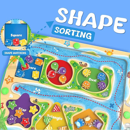 Magnetic Color & Shape Maze - Montessori Toys for 3 4 5 Year Old, Color and Shape Sorting Toy, Montessori Toys for Kids Boys Girls Gifts Ages3+, Preschool Learning Activities