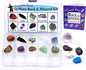 DANCING BEAR -15 Pc Rock & Mineral Collection with Collector Box/Display Case, ID Sheet, Rock Book, Magnifying Glass, Beginner Starter Set, Kids' Gemstone Crystal Kit, STEM Geology Science Education