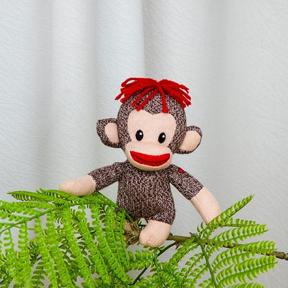 Plushland Original Curioso Brown Sock Monkey, Hand Knitted, Stuffed Animal Toy Gift-for Kids, Babies, Teens, Girls and Boys Baby Doll Present Puppet 6 Inches
