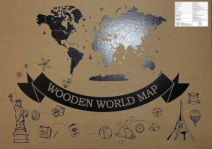 Wooden World Map 3D Art Large Wall Decor - Size (M, L, XL) Any Occasion Gift Idea - Wall Art For Home, Kitchen or Office (M, ALASKA)
