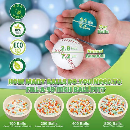 GOGOSO Ball Pits Balls for Toddlers Pack of 50 100 200 Plastics Shape Ball Non-Phthalate Non-BPA Non-Toxic 2.2-Inch Crush Proof Play Balls