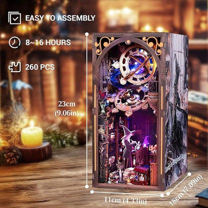 Fairy Nooktales BookNook Kit Miniature - 3D Fantasy Library Wooden DIY buidling Dollhouse with Bookshelf Nook Insert Decor for LED Magic Book Nook Lover