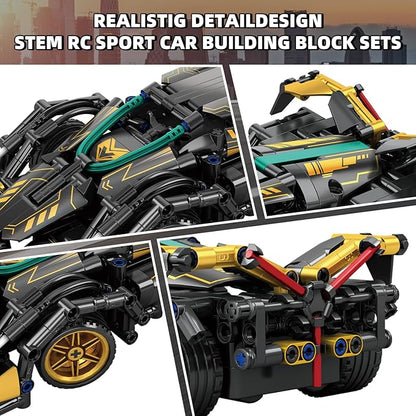 402 Piece Remote Control Racing Car Building Set for Kids,STEM 1:16 technology Sports Car Collection Model Brick Kit,Rechargeable RC Sports Cars Toy Set Gift for 6 7 8+ Year Old Boys and Girls