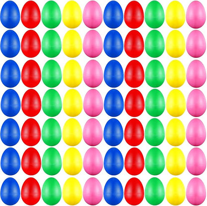 100 Pieces Egg Shakers Musical Instruments Percussion Maracas Egg for Kids Toys Plastic Easter Shaker for Learning DIY Painting, Classroom Music, Rhythm(5 Color)