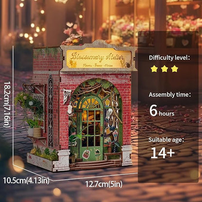 Book Nook Kit，DIY Miniature Dollhouse Kit for Adults and Teens，3D Wooden Tiny House for Family and Friends，Bookshelf Decor in Halloween/Christmas (DH-HYXZ-Red)
