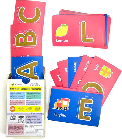 MFM Toys Sandpaper Alphabets Letters Numerals Flashcards Tactile - Early Learning Aid (Uppercase)