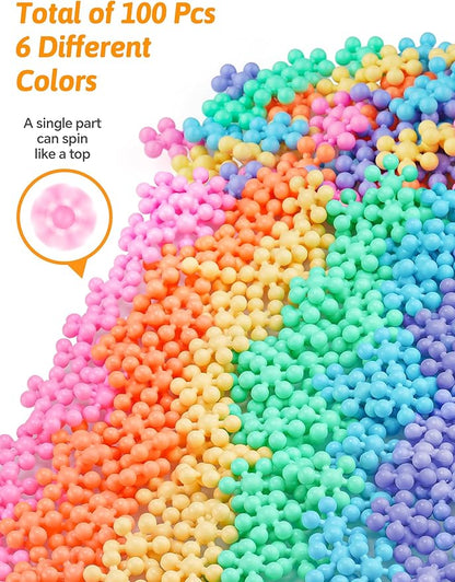 100PCS Interlocking Snowflake Building Block Toy for Kids Ages 3+ (Macaron Colors)