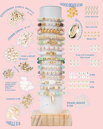 Deinduser Bracelet Making Kit, 7200 Pcs Clay Beads, 24 Colors Polymer Clay Beads for Bracelet Making, Jewelry Making kit with Gift Pack for Adults, Clay Bead Bracelet Kit