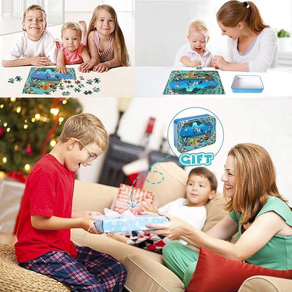 LELEMON Underwater World Puzzles for Kids Ages 4-8,100 Piece Ocean Dolphins Fishes Jigsaw Puzzle for Children,Learning Educational Toys for Boys and Girls