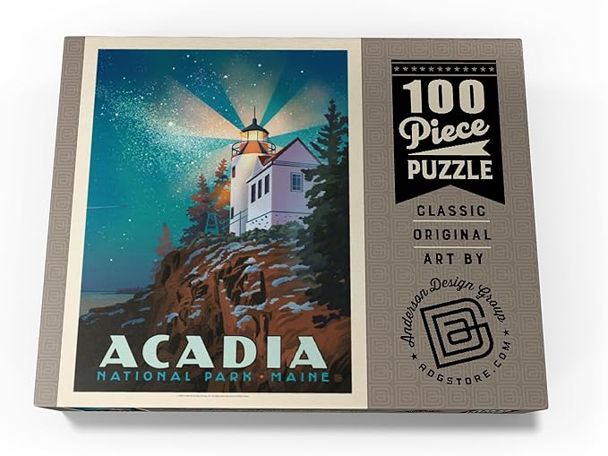 MyPuzzle Acadia National Park: Lighthouse at Night - Premium 100 Piece Jigsaw Puzzle for Adults