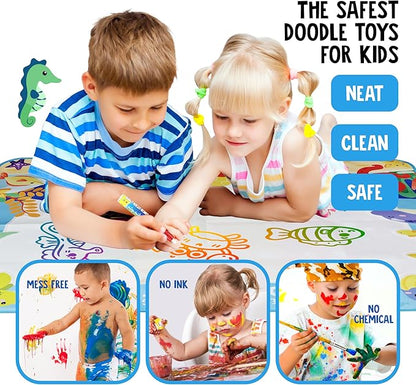Water Doodle Mat -Large 48x36 inches - New Released! No Mess Drawing & Writing with Magic Color Pen. Educational Toy for Boys/Girls Ages 3 to 12, Learning The Alphabet, Numbers/Shapes. Kids Gift Toy!