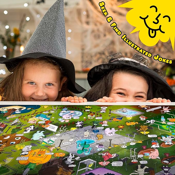 Halloween Joke Puzzle – 72pcs Halloween-Themed Kids Jigsaw Puzzle for Adults, Extra Large Floor Puzzles for Kids Ages 5+, Fun Adult Puzzles & Toddler Educational Toys (24" x 36")