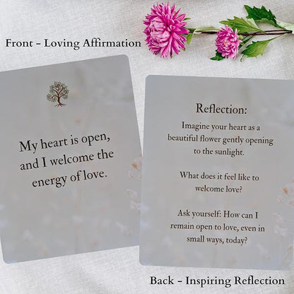 52 Positive Affirmation Cards with Wooden Stand - Daily Mindfulness & Self-Love for Stress Relief, Mental Health Inspiration, Emotional Balance & Weekly Reflection on Your Journey