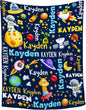 Personalized Baby Blanket for Girls Boys Kids Planet Astronaut Custom Baby Blanket with Name Throw Birthday Gift for Toddlers Infants Shower Newborns Nursery Stroller Crib Bed Decor