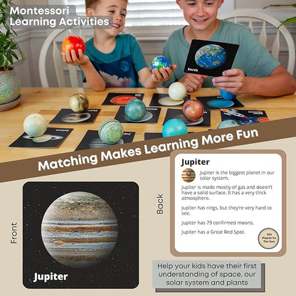 Space Balls Flashcards & Wall Stickers, Planet Toys For Kid 8-10, Outer Space Toys For Kids 3-5, Planets for Kids Solar System Toy 5-7, Solar System Model, Toddler Planet Gifts, Astronomy Decor, Earth