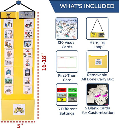 Visual Schedule for Kids – 133 Durable Plastic Picture Cards with Soft Loop Coins | Daily Routine & Chore Reward Chart for Home, School, Autism, ADHD & Special Needs Behavior Support
