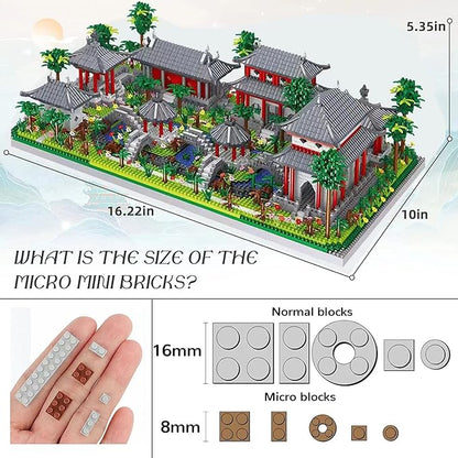 LanZhon Architecture of Suzhou Garden Micro Building Blocks Set,Large Creative Building Set Toys Gifts for Adults and Kids, 3988PCS Micro Mini Bricks Kit for Display