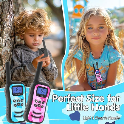 Qniglo Rechargeable Walkie Talkies for Kids with USB Charger, 22 Channels Walkie-Talkies with Lanyard, Camo Toys Gifts 4 Pack Walky Talky for Camping Hiking Family Games, for Age 3 4 5-12 Boys Girls