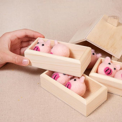 Sorting Stacking Wooden Toys for Toddlers, Montessori Pig Toy Toddler Sensory Bin Tool Toys, Wood Farm Toy House Fine Motor Skill Early Learning Preschool Educational Gift for Kids