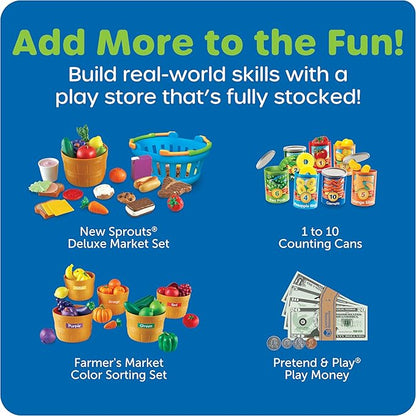 Learning Resources Pretend & Play Calculator Cash Register Toy - Gift for Kids, Toddler Toys, Play Money & Credit Card, Shopping Store Playset, Educational Preschool Activities