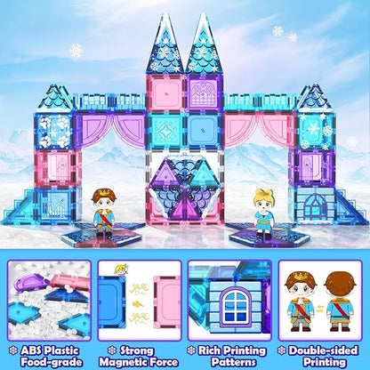 Magnetic Tiles 102pcs Princess Kids Toys Magnetic Building Blocks 3 4 5 6 7 8 Year Old Girl Gifts Girls Toys Age 4-5 6-8 9-12