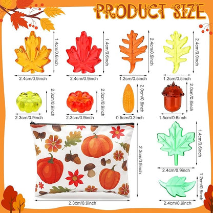 Jenaai 228 Pcs Sensory Bin Filler Fine Motor Skills Toys Counting Weight Sorting Toy Set with Acrylic Fall Leaves Pumpkin Tweezers Scissors Clips Cups and Storage Bag for Thanksgiving and Autumn Decor