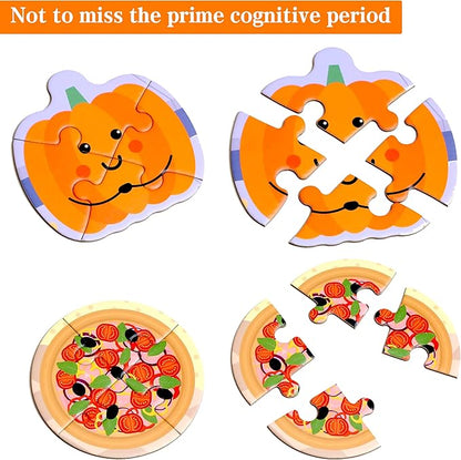 Magnetic Puzzles for Kids Ages 1-3, Travel Toddler Puzzles Ages 2-4 Year, Food Activities Toy for Boys & Girls 3-5 yo - Learning Magnet Gift for Road Trip