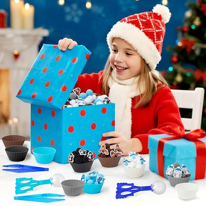 EZdhuawuse Winter Animals Sensory Bin Fillers - 267Pcs Winter Fine Motor Toys Colorful Counting Sorting Toys for Kids, Felt Polar Bear Sea Lion Pom Poms Cup Clip for Preschool Education Activities
