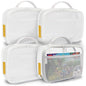 holay 4 Packs PVC Zippered Blocks Set, Toy, Clay, Board game Storage Organizer Case (Name Tag, Manual Pocket) (White, Small)