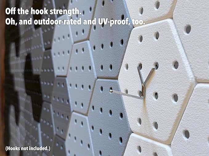 Hexagon Pegboard Tiles, 4.5"x4" each, 5-Pack, Normal-Sized Holes, Make Custom Designs, Easiest to Mount, Expand Existing Pegboard or Fill In Unused Space, Hexboard (Space Gray, 4-inch)