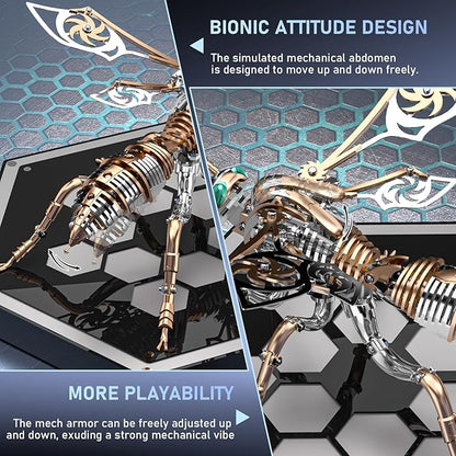 3D Puzzles for Adults, Bumblebee Metal Assembly Jigsaw Game with Steel Mechanical Engineering, Advanced DIY Crafts for Relief & Collection(Rose-Gold)