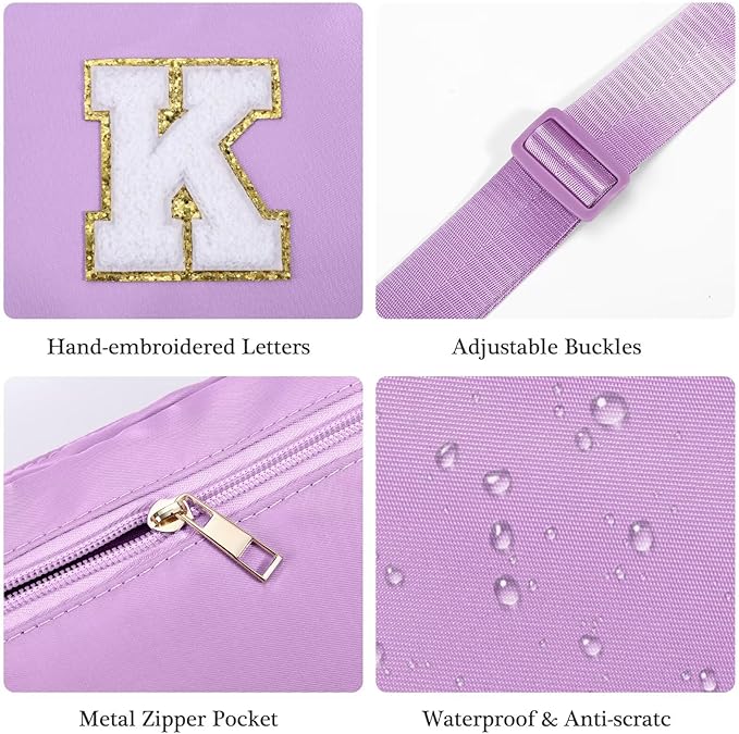 YOOLIFE Gifts for Girls - Crossbody Belt Bag, Personalized Communion & Birthday Gift, Purple Initial Sling Bag