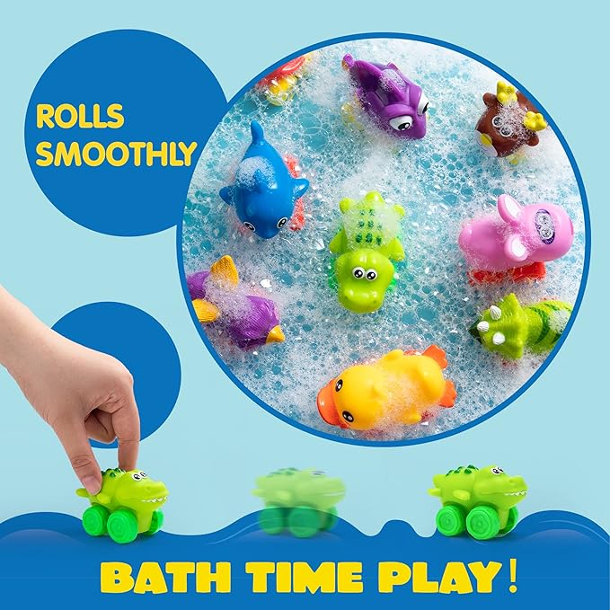 JOYIN Animal Cars, Soft Rubber Car Set Toy, Baby Mini Vehicles, Bath Toy Car for Boys and Girls,Summer Beach and Pool Activity Gift, Party Favors for Kids, Easter Basket Stuffers